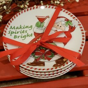 SET OF 4 Santa Snack Plates